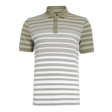 Buy Men Green Striped Polos Online - 228577 | The Collective