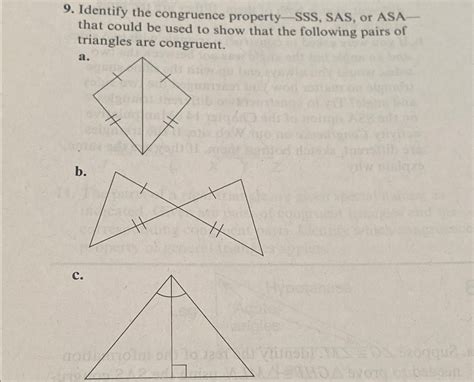 Solved Identify the congruence property - ﻿SSS, ﻿SAS, or | Chegg.com