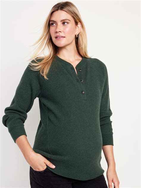 Maternity Waffle Knit Henley Top | Old Navy