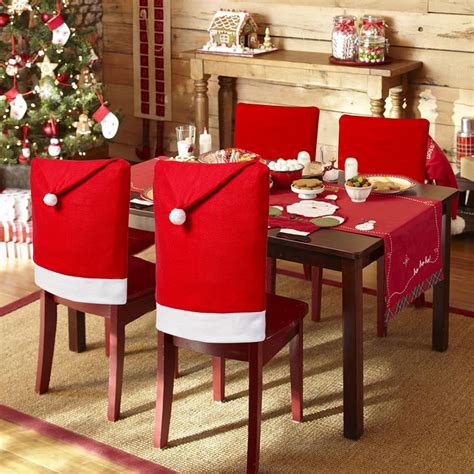The Purple Tree Cute Christmas Chair Covers (Red and White) - Set of 6 ...