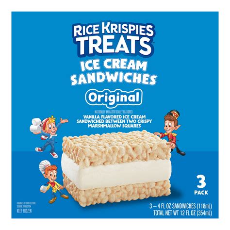 Rice Krispies Treats Original Ice Cream Sandwiches, 4 fl oz., 3 Pack ...