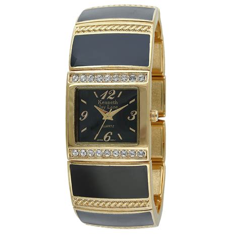 Kenneth Jay Lane Women's KJ4242-BK Gold-Tone Square Case Stretch ...