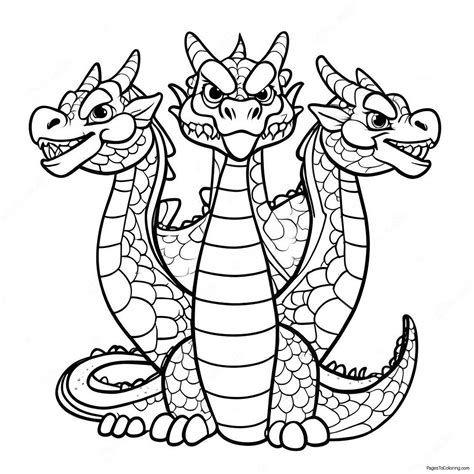 Three Headed Dragon Coloring Page