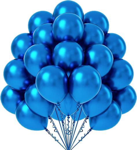 GRAND SHOP Latex Metallic HD Toy Balloons (50411, Blue and Silver, Pack ...