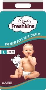 FRESHKINS Premium Soft Tape Diaper - L - Buy 36 FRESHKINS Tape Diapers ...
