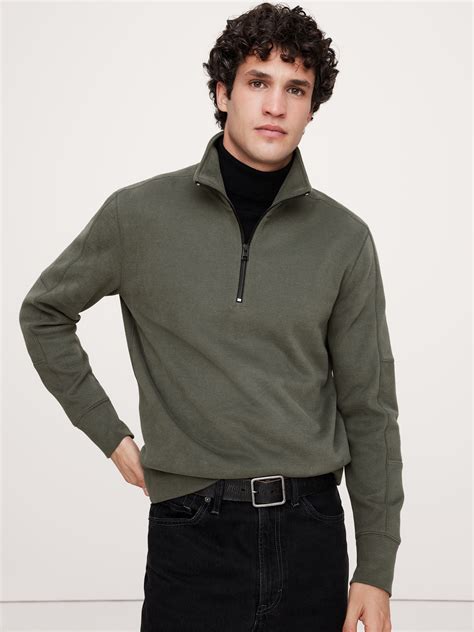 Ribbed Half-Zip Sweatshirt | Banana Republic