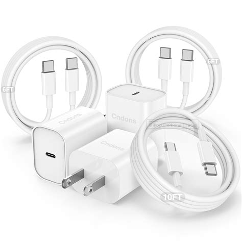 Amazon.com: Cndons Fast Charger for iPhone 16 15 Charger 3Pack, 6+6+10ft USB-C to USBC Cable ...