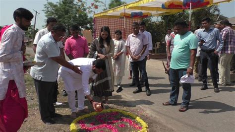 Groundbreaking ceremony of a road connecting three different villages ...