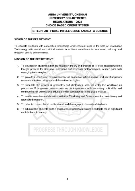 B.Tech AI & Data Science Programme Regulations - 2023 Overview - Studocu