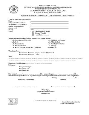 Fillable Online biologi uin-malang ac Form permohonan penggunaan ...