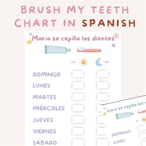 Spanish Brush My Teeth Chart, Poster Cepillarse Los Dientes Español ...