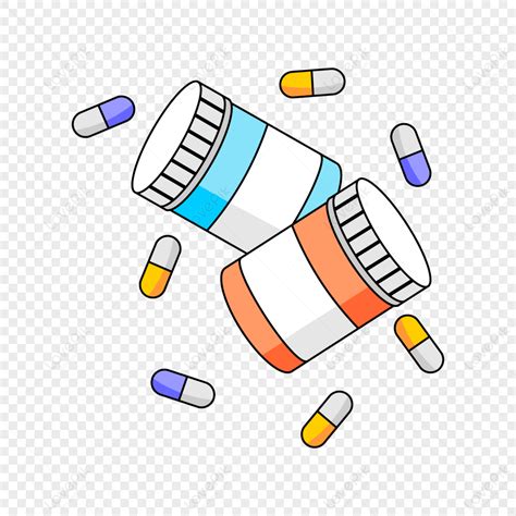 Colored Medicine Bottles Clipart Red Orange Yellow Capsule Medicine ...