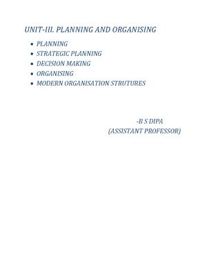 Bom unit 1 - IMPORTANT NOTES - BUSINESS ORGANISATION AND MANAGEMENT ...