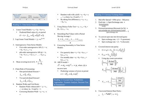 Image result for CFA Level 2 Formula Sheet
