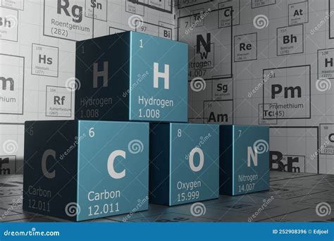 3d Background Of The Elements Of The Periodic Table, Carbon, Hydrogen ...