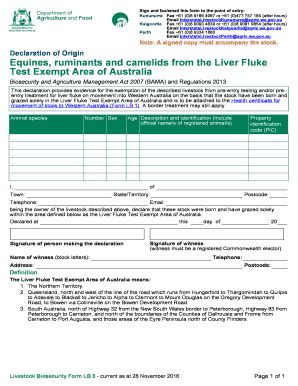 Fillable Online Declaration of Origin Equines, ruminants and camelids ...