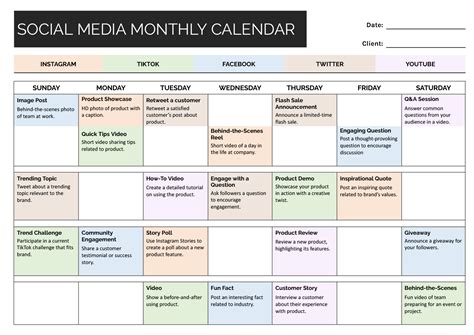 Minimal Social Media Posting Schedule Template - Word | Google Docs ...