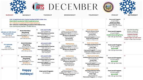 December senior activities calendar now released - City of Carpinteria