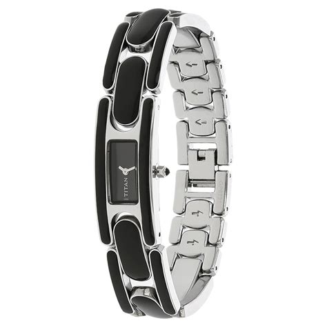 Buy Online Titan Quartz Analog Black Dial Metal Strap Watch for Women ...