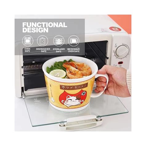 Buy 33oz Ceramic Ramen Bowl Microwavable with Chopsticks Sturdy Large ...