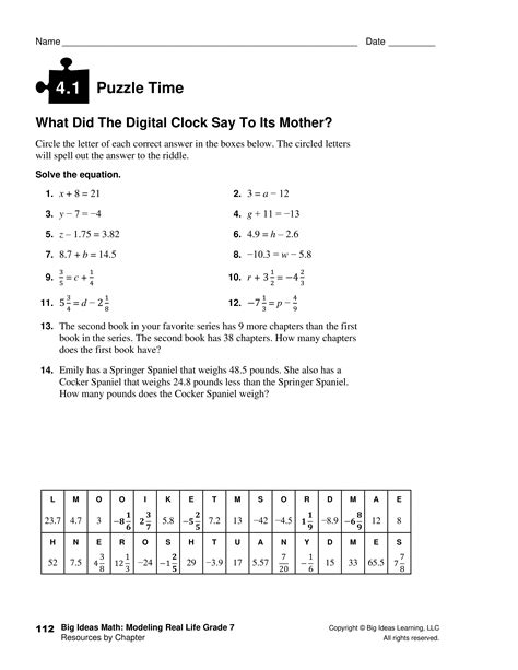4 Puzzle Time Answers