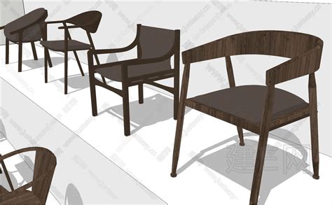 新中式椅子实木椅子-sketchup模型_sketchup模型库_建E室内设计网!