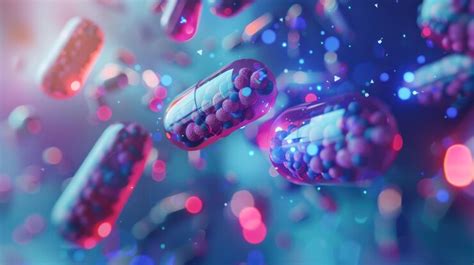 A close up of a bunch of pills in a blue color | Premium AI-generated image