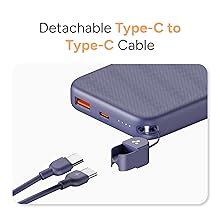 Ambrane 10000mAh Slim & Compact Powerbank with in-Build Type C Cable ...