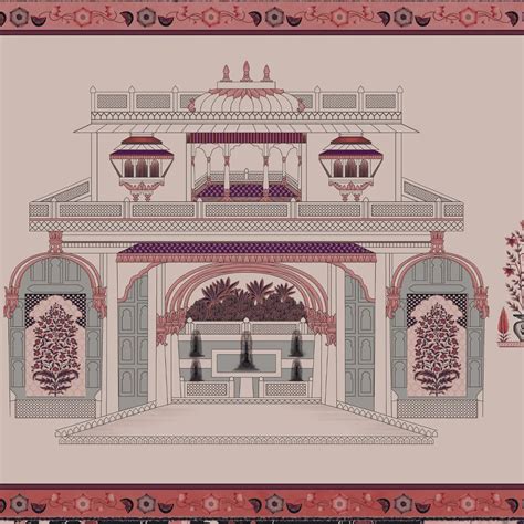 Kahani, Indian Art Theme Wallpaper, Wine Color | Life n Colors