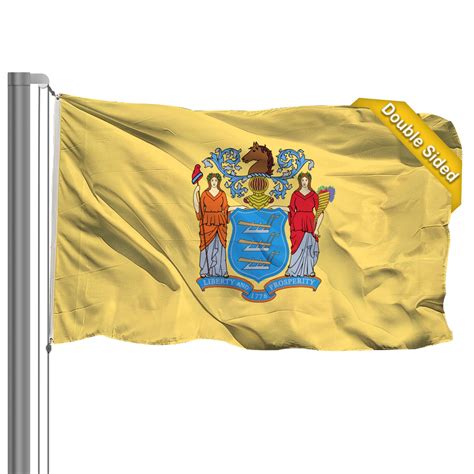 AZCOVER New Jersey Flag 3x5 Ft Made in USA, 3 Ply Double Sided State of ...