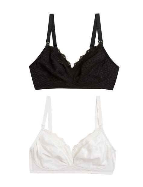 Buy 2pk Lace & Mesh Nursing Bras B-H at Marks & Spencer