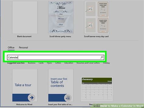 Creating a Calendar Word 的图像结果