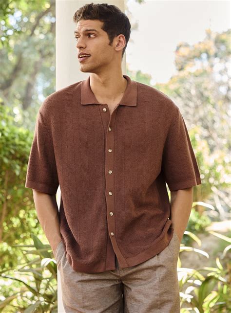 Andamen Woodspice Cotton Pointelle Shirt