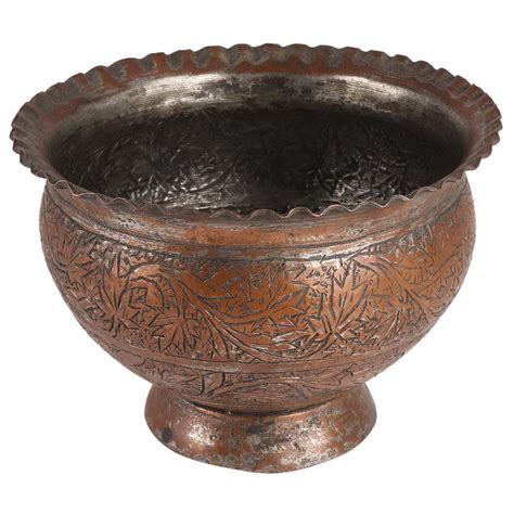 Engraved Copper Tabletop Planter