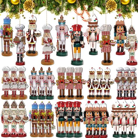 Amazon.com: Gerrii 40 Pcs Christmas Nutcracker Ornaments Wooden ...