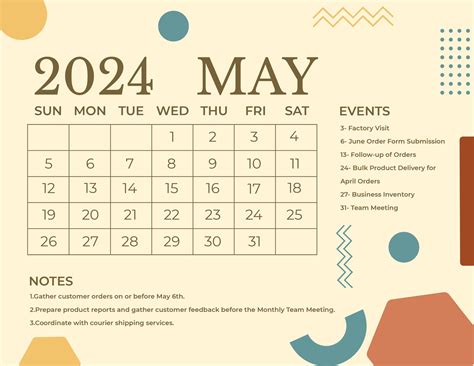 Printable May Calendar Template