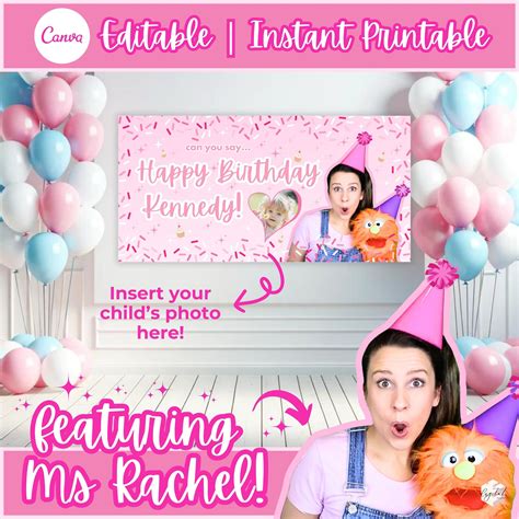 Ms rachel banner ms rachel birthday party decorations ms rachel party ...