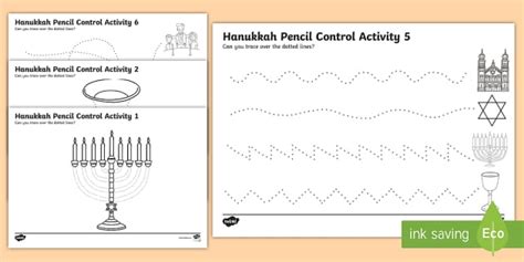 Hanukkah Pencil Control Sheets (teacher made) - Twinkl