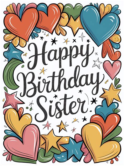 Free Download Happy Birthday Sister Card Illustration