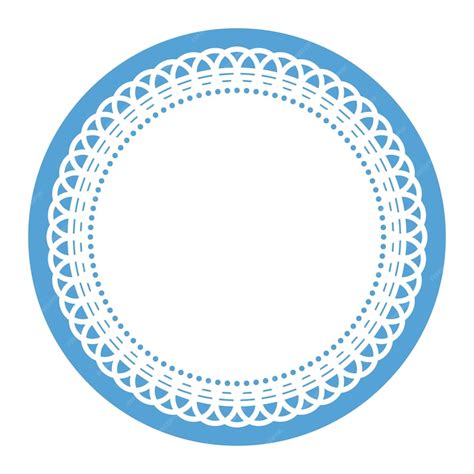 Simple detailed light blue symmetrical round ornamental lace circle ...