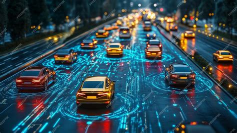 Futuristic AIenhanced road systems with autonomous cars and smart ...