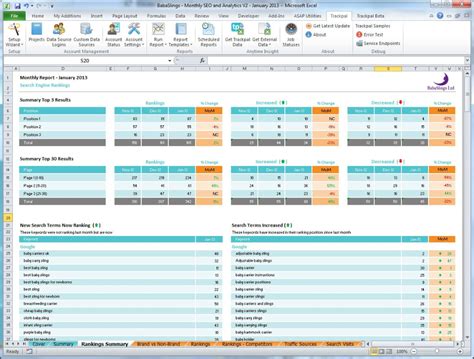 Seo Report Template Excel