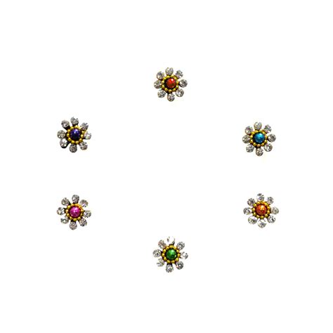 Comet Busters Colorful Bindi With Silver Stone Border pixel (5mm) (BIN