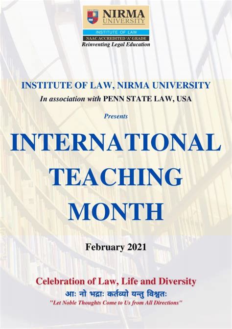 INTERNATIONAL TEACHING MONTH BY INSTITUTE OF LAW, NIRMA UNIVERSITY ...
