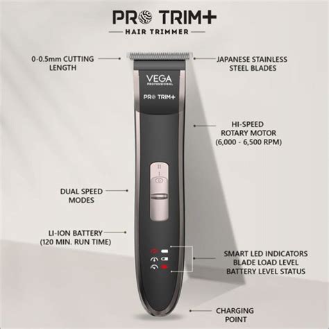 Vega Professional Pro Trim + Hair Trimmer - Precision Cutting & Lithium ...