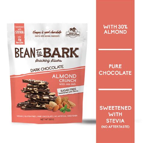 Sugar Free Almond Crunch Dark Chocolate Bark Thins with Sea Salt ...