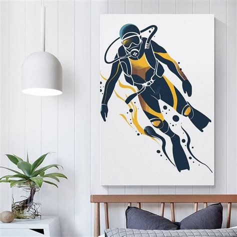 Amazon.de: POLIUAWS Taucher-Illustration, Wandbild auf Leinwand für ...