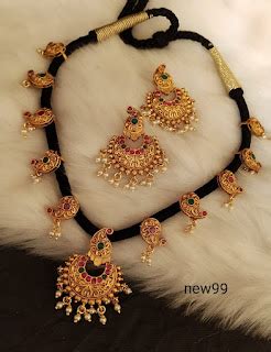 Black Thread Necklace - Indian Jewelry Designs