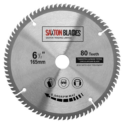 Saxton TCT Circular Fine Cutting Wood Saw Blade 165mm x 20mm (16mm Ring ...