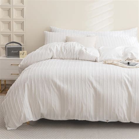 JELLYMONI White Duvet Cover Super King Size - 3PCS Microfiber Tufted ...